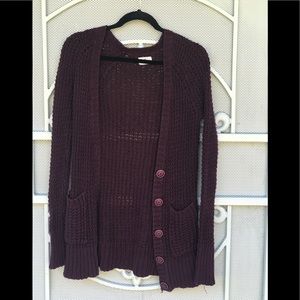 Burgundy knitted cardigan